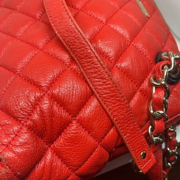 Kate Spade  Gold Coast Georgina  Marachino Red Quilted Leather Satchel Handbag - Picture 8 of 16